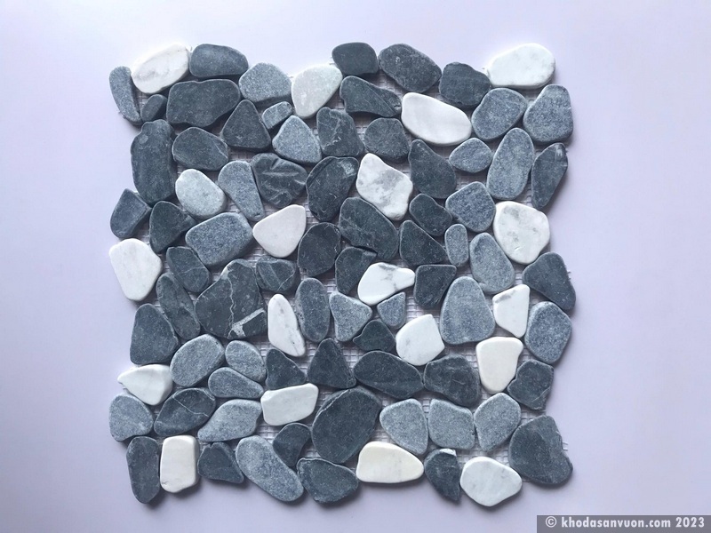 Đá mosaic sỏi trắng đen xám Đá mosaic sỏi trắng đen xám
