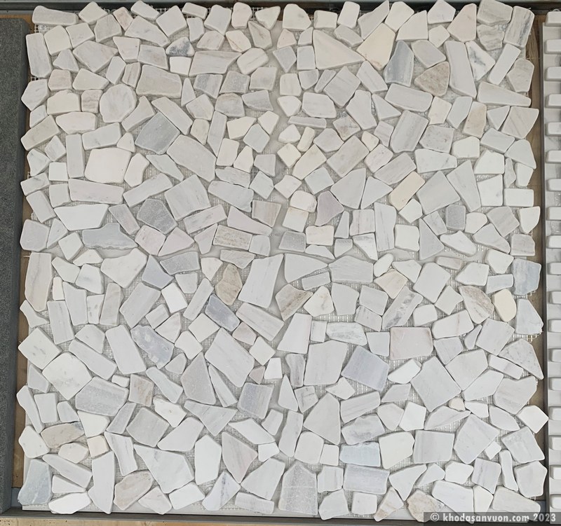 4 viên Đá mosaic sỏi trắng rối ghép với nhau 4 viên Đá mosaic sỏi trắng rối ghép với nhau