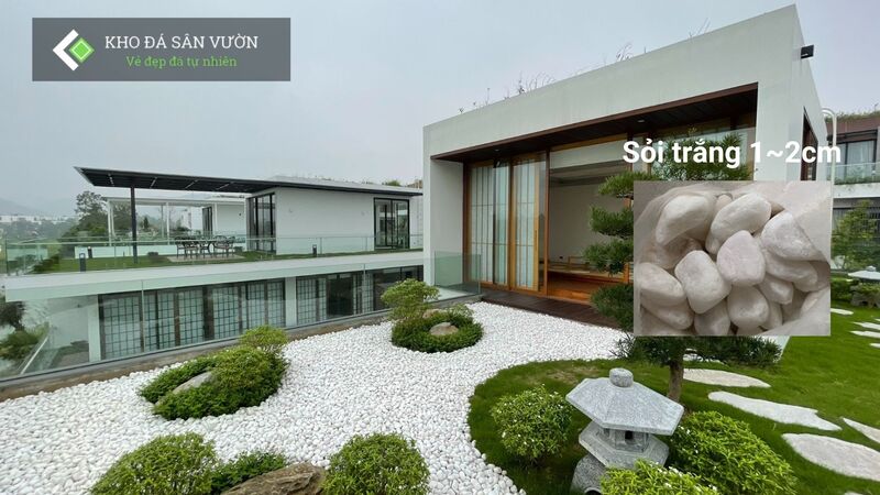 Sỏi trắng rải vườn Sỏi trắng rải vườn